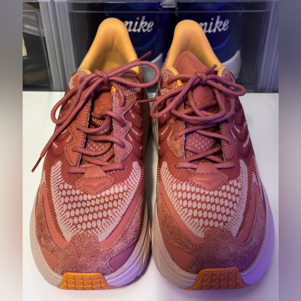 Hoka CLIFTON  LS Women's Coral and Peach Sneakers